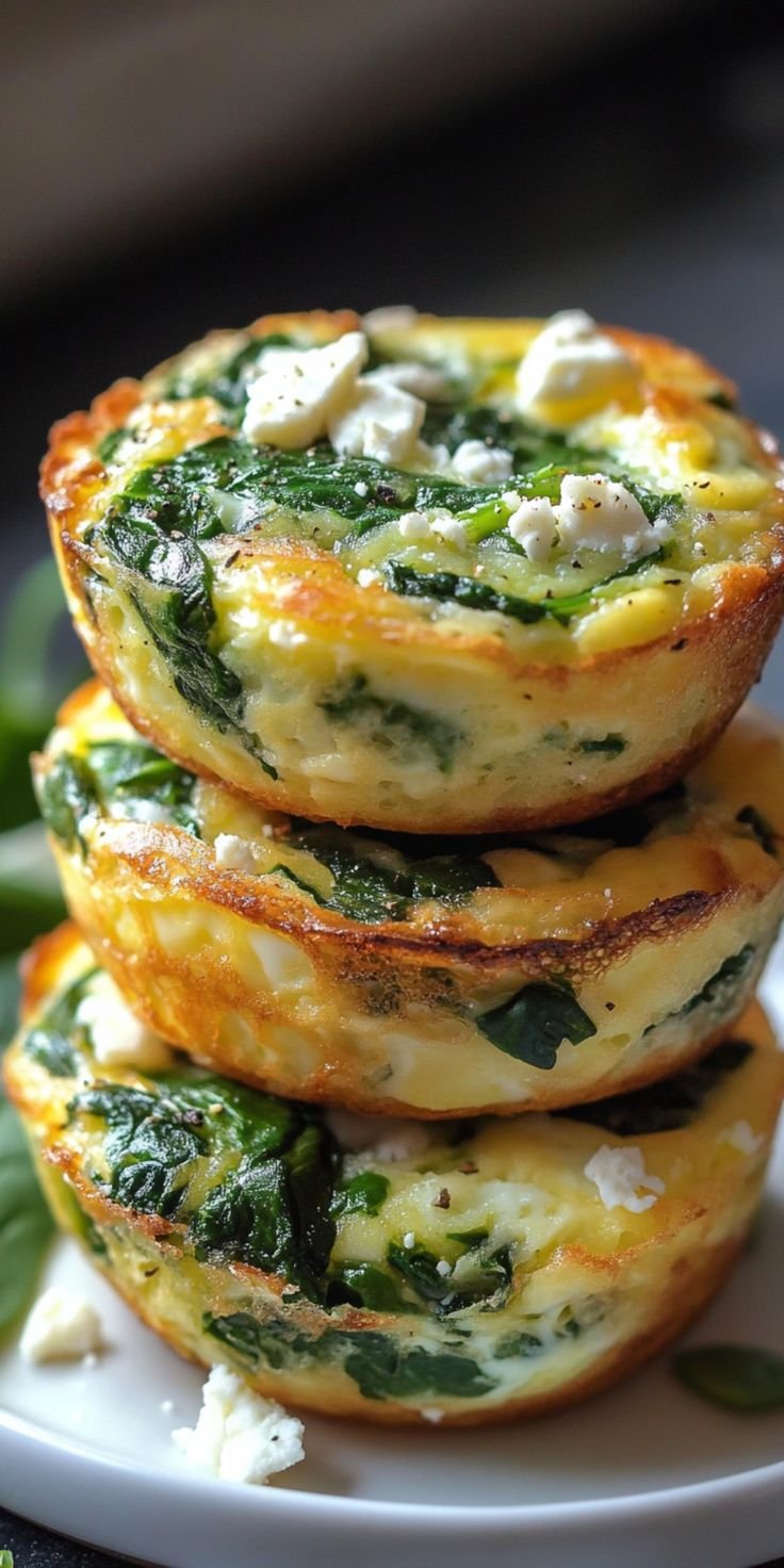Egg muffins with spinach and feta